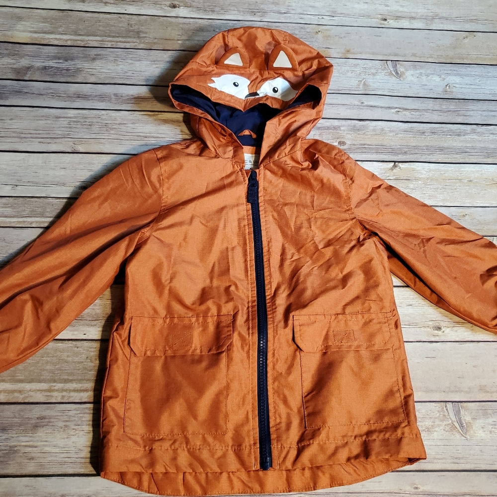 Carter's boys 4t fox raincoat rain jacket orange vguc